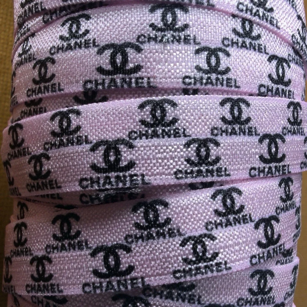 Channel Monogram Classic Pattern Elastic Pink And Black 5/8
